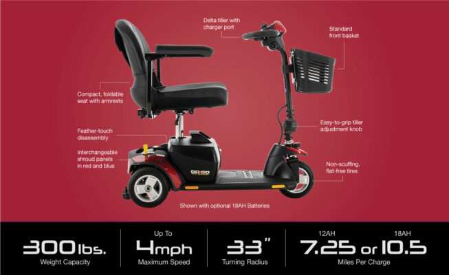 Specifications | Go-Go Elite Traveller 3 Wheel Lightweight Travel Scooter | Pride Scooters for Sale | My Mobility Store